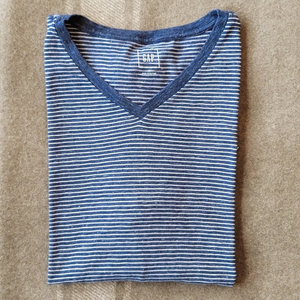 Men's Gap Short Sleeve Micro Stripe V-Neck T-shirt